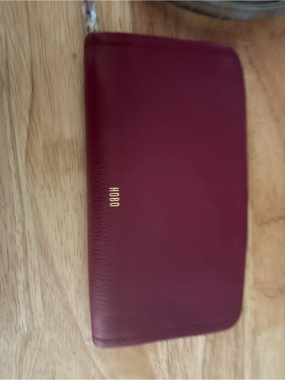 NWT HOBO Wine Pebbled Leather Zip Cass Wallet
